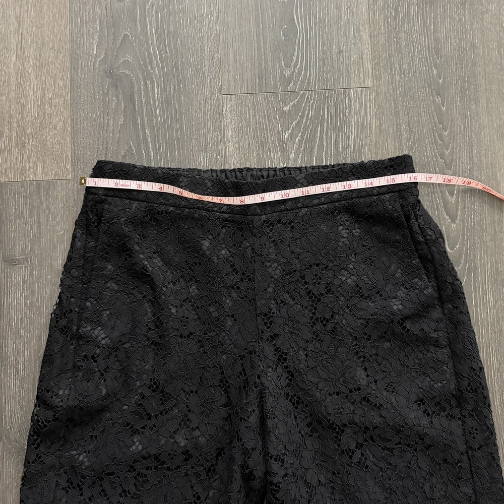 J Crew High Rise Pull On Lace Cropped Pants Black 12 Romantic Whimsigoth Preppy - Picture 5 of 11